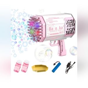 Bubble Gun with 69-Hole and Light, Summer Indoor Outdoor Activity Bubble Blaster